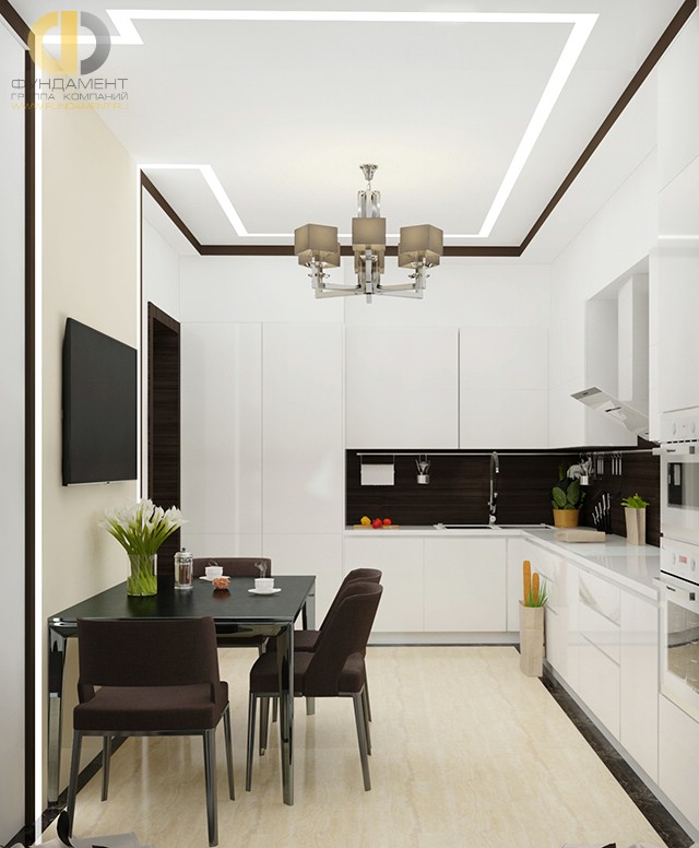 Современный стиль в интерьере белой кухни