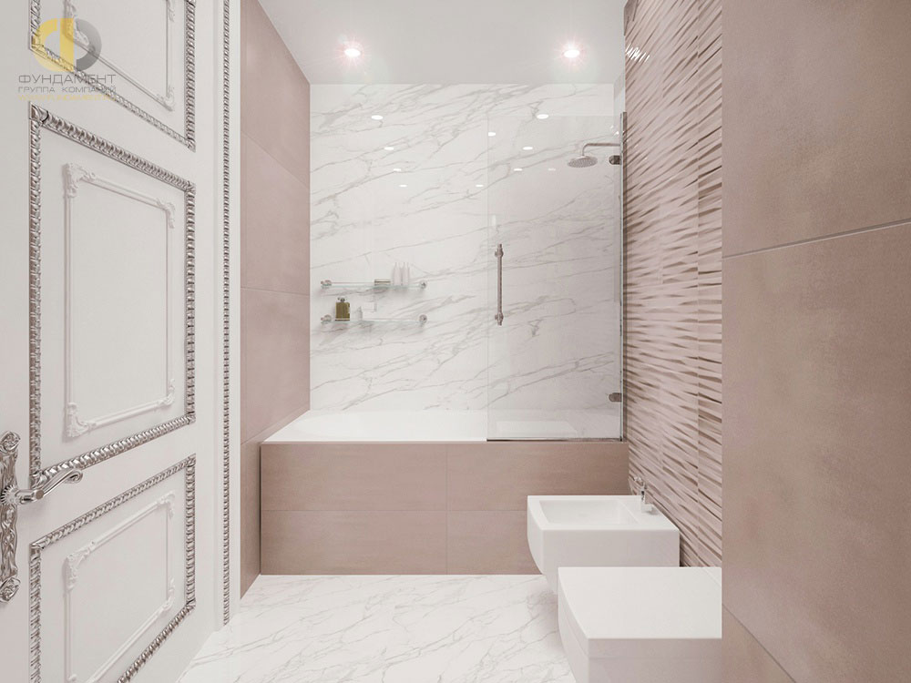 Дизайн интерьера ванной в розовом цвете