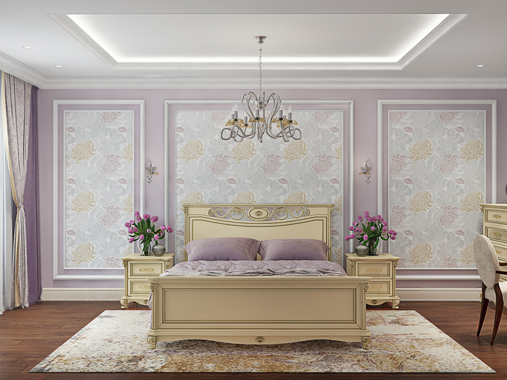 На фото:Интерьер спальни в квартире в классическом стиле