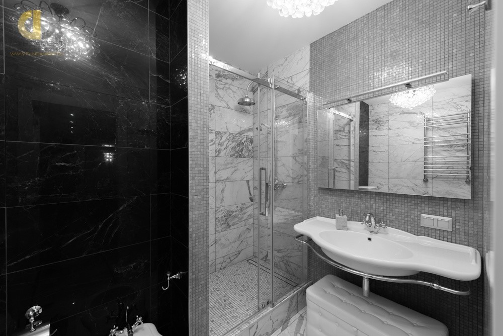 Ремонт квартиры в стиле минимализм на ул. Новотушинской – ванная комната с мраморной отделкой