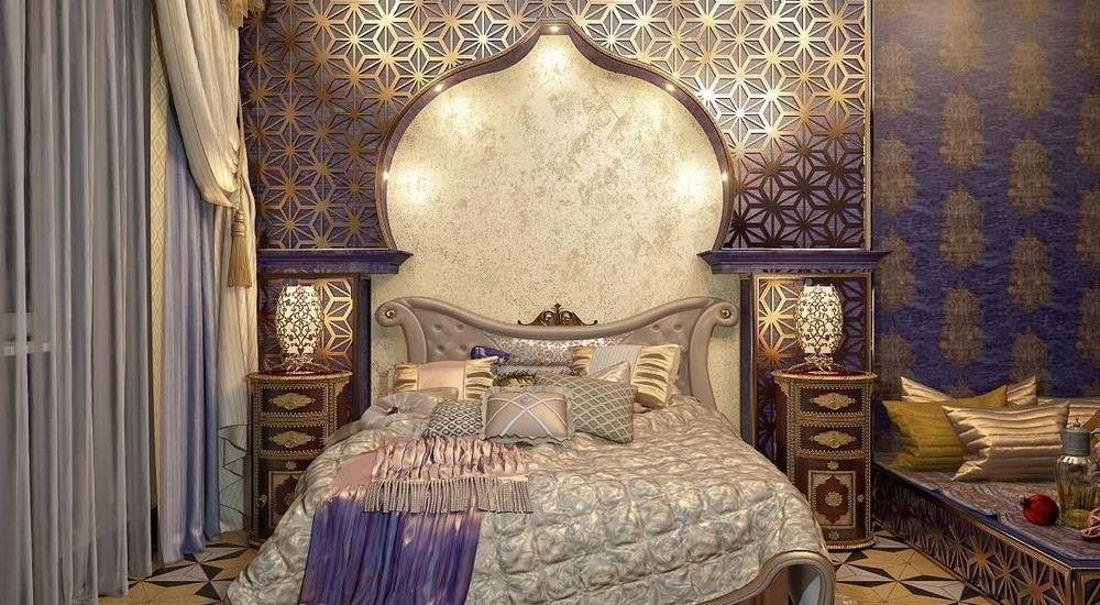 На фото:Ремонт спальни в марокканском стиле
