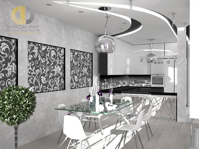 Дизайн кухни-столовой в ЖК «Загородный Квартал»