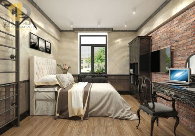 Дизайн спальни в стиле лофт с винтажными элементами 