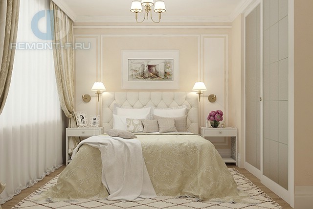 Дизайн спальни в стиле неоклассика в четырехкомнатной квартире на ул. Лиственной