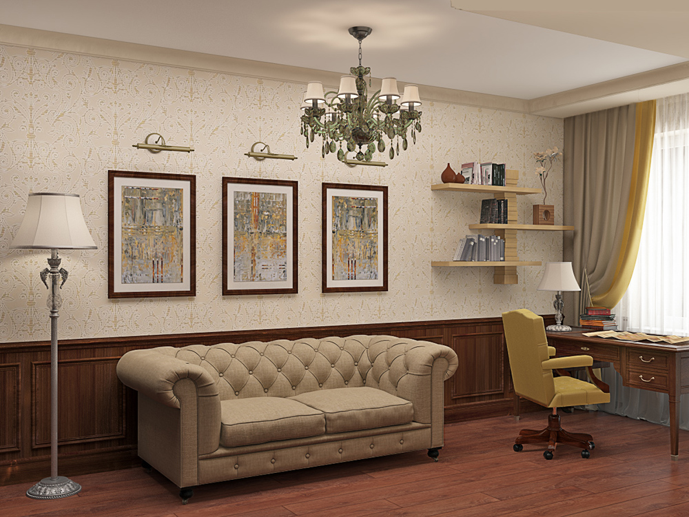 На фото:Интерьер кабинета в квартире в классическом стиле