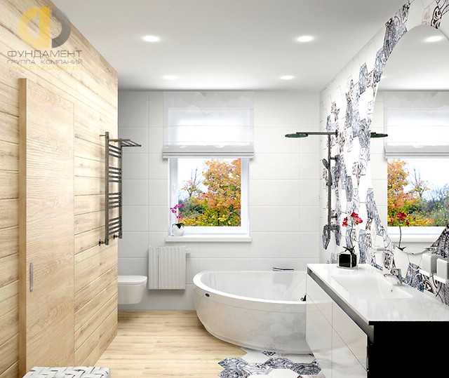 Отделка ванной комнаты плиткой: фото. Дизайн санузла с угловой ванной