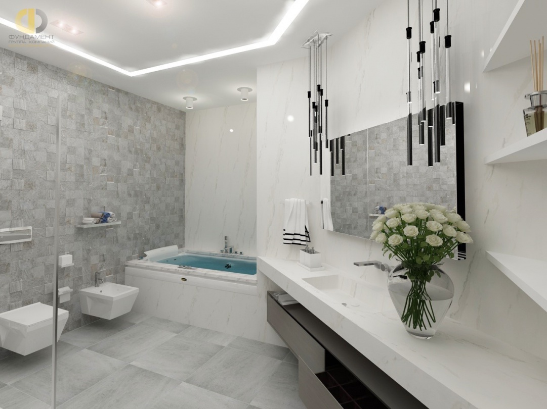 Дизайн помещений трехкомнатной квартиры в ЖК «Эдельвейс» – ванная комната