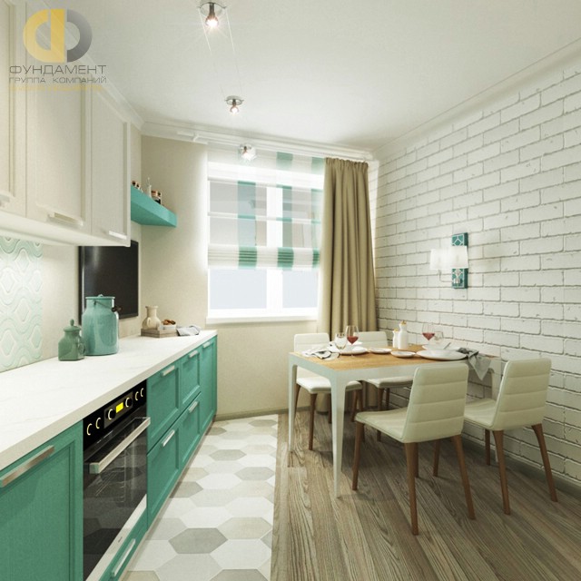 Дизайн кухни 9 кв. м в стиле прованс. Фото интерьера 2016