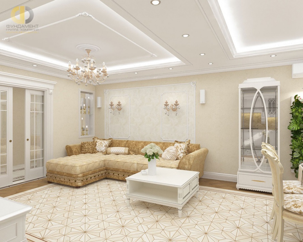 Дизайн гостиной в классическом стиле в квартире