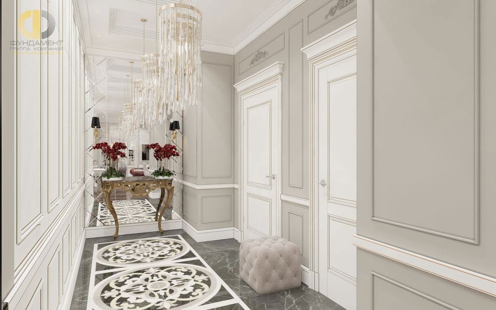 Дизайн интерьера коридора в белом цвете