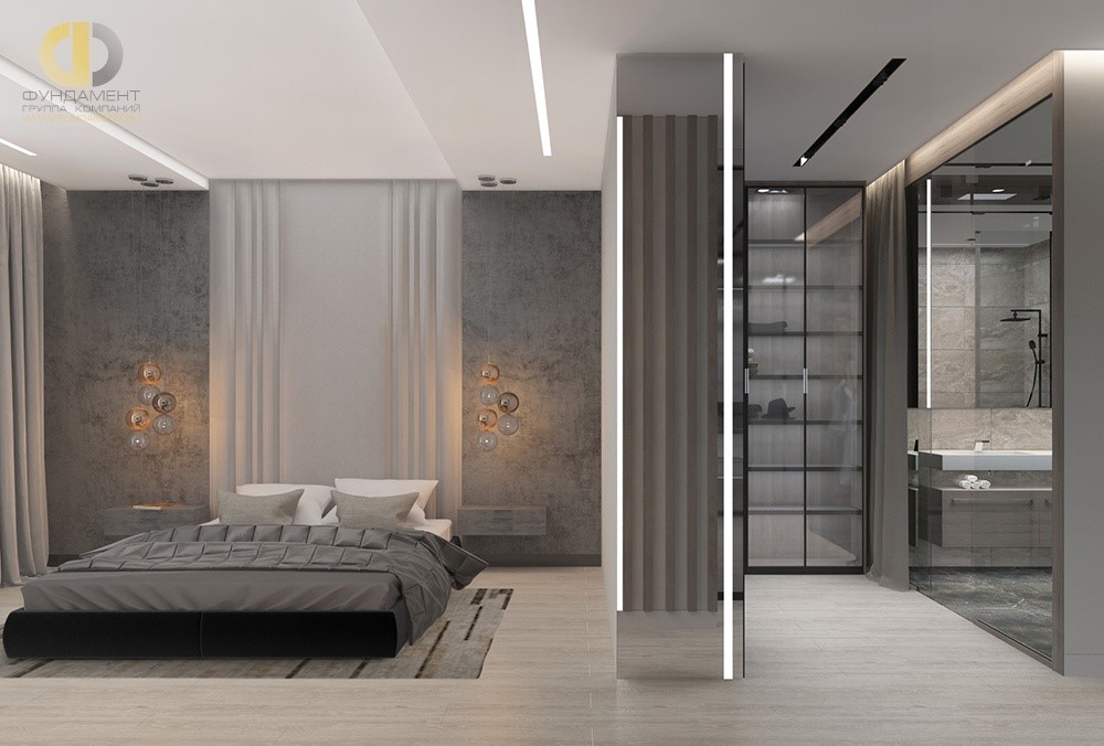 Дизайн интерьера спальни в 3D визуализации 2022