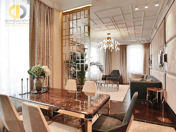 Фото ремонта кухни в трёхкомнатной квартире 133 кв. м в стиле ар-деко  – фото 16