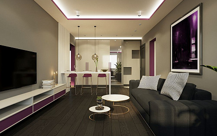 Дизайн интерьера гостиной в трёхкомнатной квартире 75 кв.м в стиле минимализм5