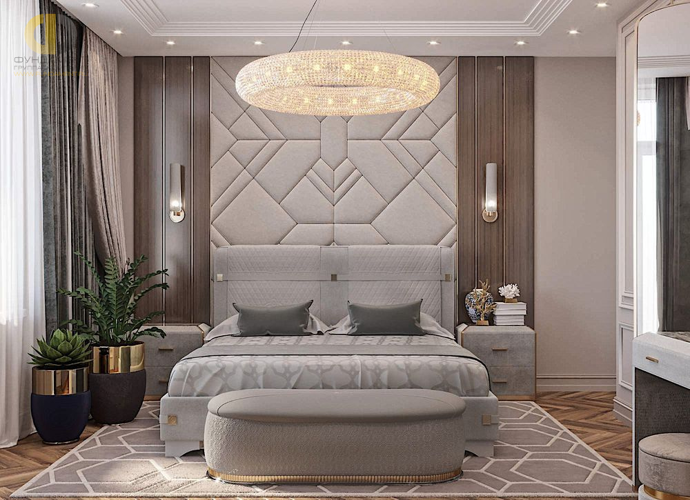 Спальня в стиле дизайна неоклассика по адресу г. Москва, ул. Вавилова, д. 27, 2020 года