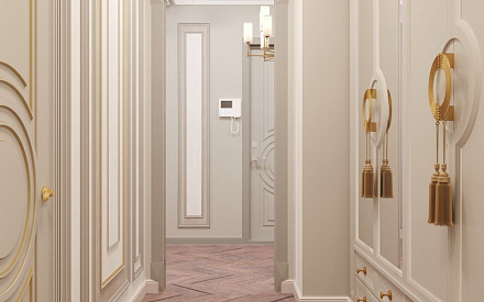 Дизайн интерьера коридора в четырёхкомнатной квартире 89 кв.м в стиле современная классика1