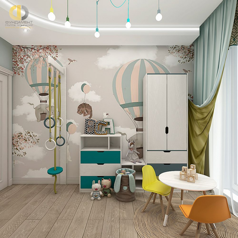 Дизайн интерьера детской в четырехкомнатной квартире 126 кв.м в стиле неоклассика