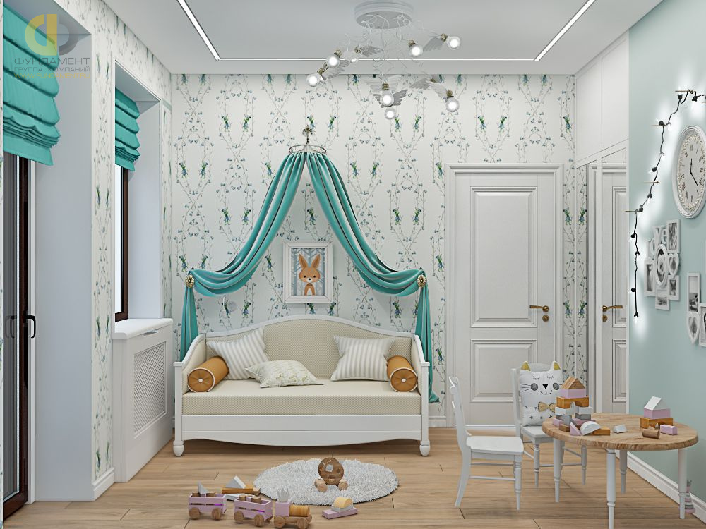 Дизайн интерьера детской в доме 193 кв.м в стиле американская классика