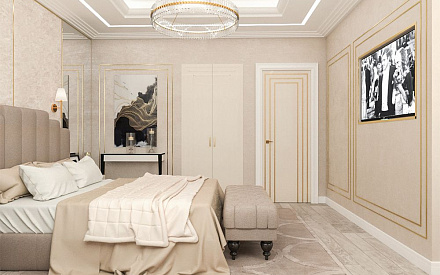 Дизайн интерьера спальни в четырёхкомнатной квартире 131 кв.м в стиле неоклассика10