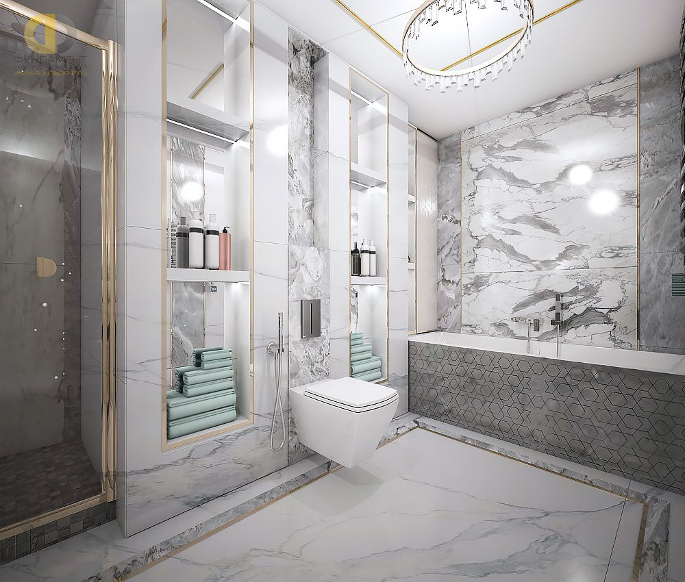 Дизайн интерьера ванной в шестикомнатной квартире 200 кв.м в стиле ар-деко30