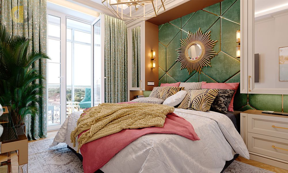 дизайн спальни в золотом стиле