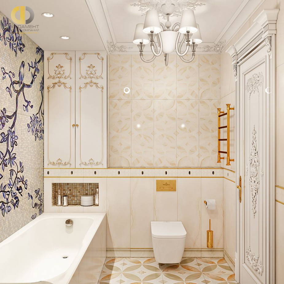 Дизайн интерьера ванной в четырёхкомнатной квартире 144 кв. м в стиле классицизм 28