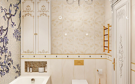 Дизайн интерьера ванной в четырёхкомнатной квартире 144 кв. м в стиле классицизм 28