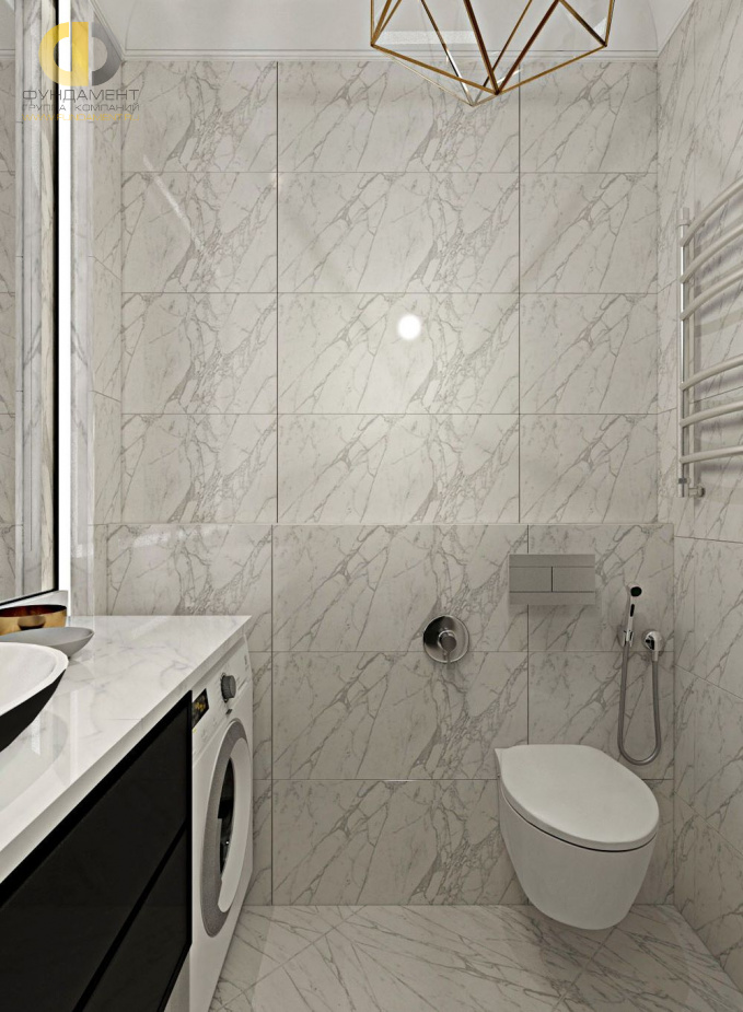 Дизайн интерьера ванной в трёхкомнатной квартире 95 кв.м в стиле ар-деко1