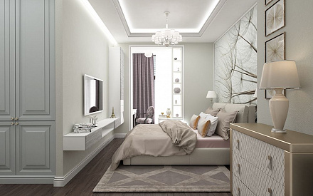 Дизайн интерьера спальни в трёхкомнатной квартире 105 кв.м в современном стиле