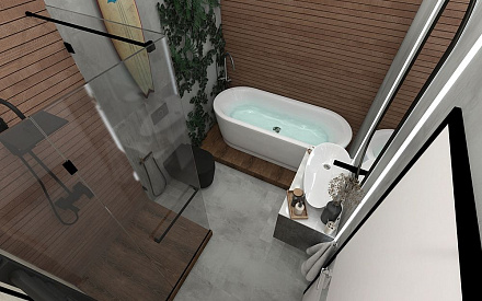 Дизайн интерьера ванной в трёхкомнатной квартире 101 кв. м в современном стиле 18