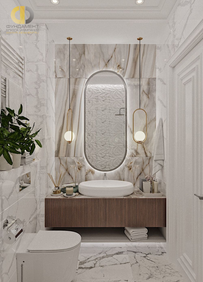 Дизайн интерьера ванной в четырёхкомнатной квартире 148 кв.м в стиле ар-деко с элементами неоклассики3