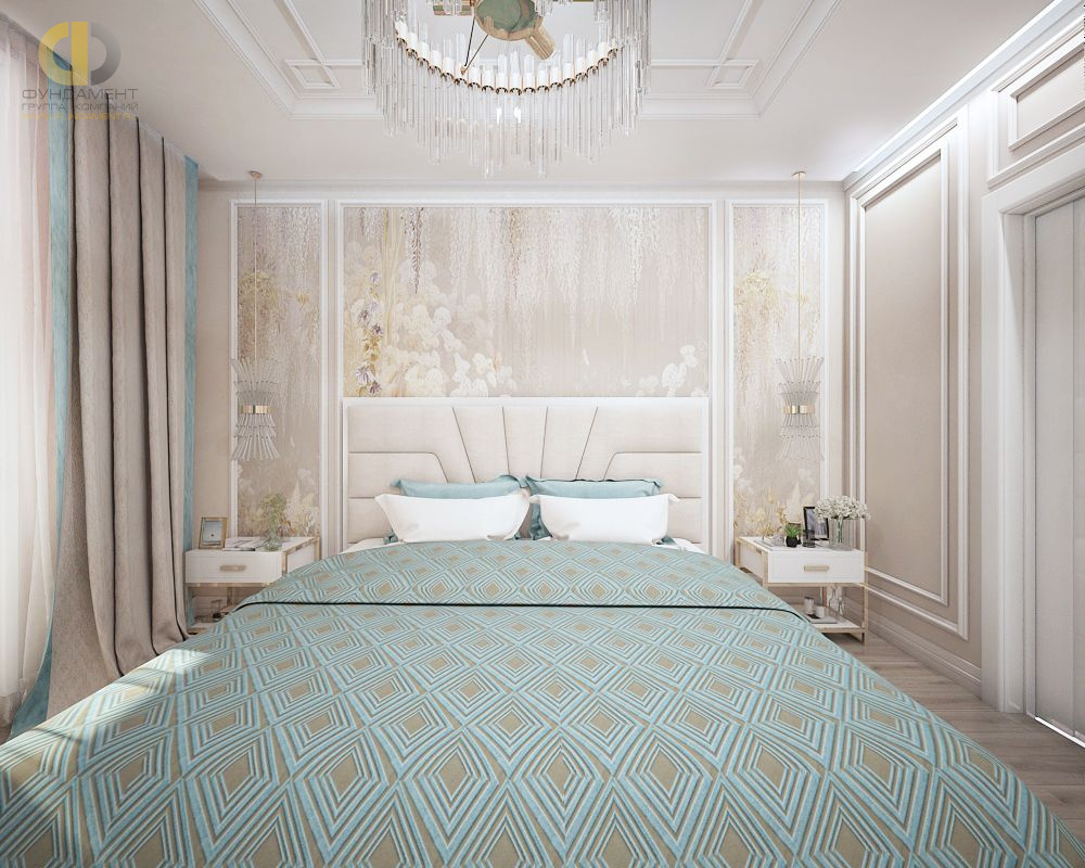 Дизайн интерьера спальни в четырёхкомнатной квартире 121 кв.м в стиле неоклассика с элементами ар-деко12