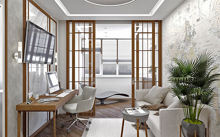 Дизайн интерьера кабинета в четырёхкомнатной квартире 122 кв.м в стиле ар-деко
