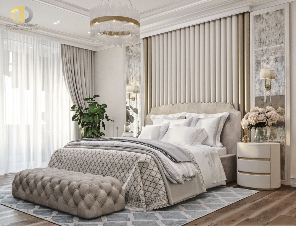 Спальня в стиле дизайна арт-деко (ар-деко) по адресу г. Москва, ул. Херсонская, д. 43, 2019 года