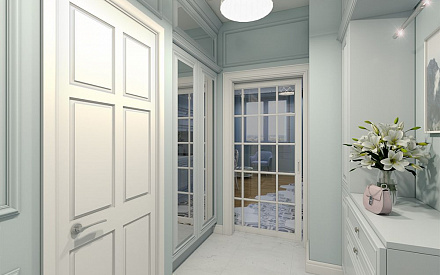 Дизайн интерьера коридора в 3-комнатной квартире 70 кв.м в стиле неоклассика