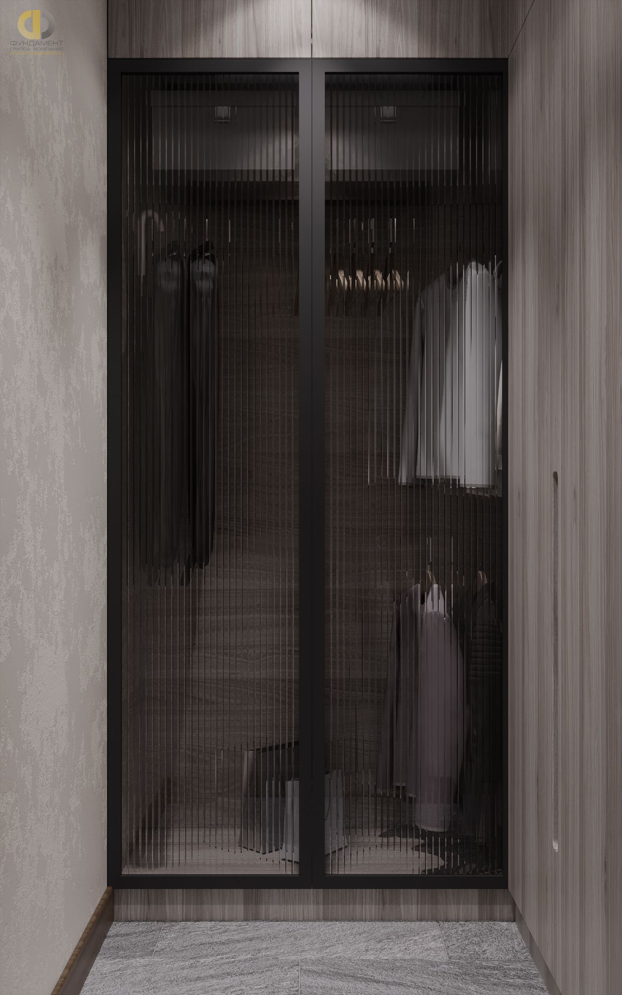 Дизайн гардероба в черном цвете - фото