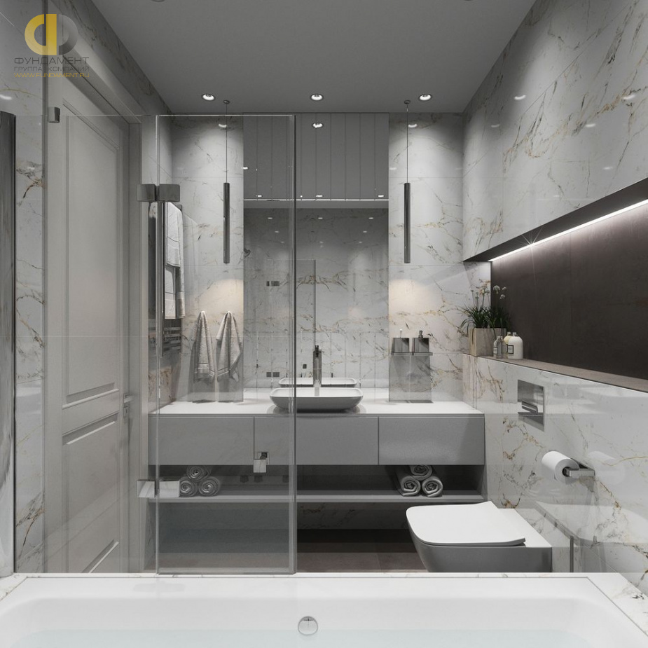 Дизайн интерьера ванной в трёхкомнатной квартире 78 кв.м в стиле ар-деко8