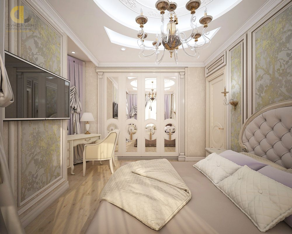 Дизайн интерьера спальни в двухкомнатной квартире 80 кв.м в классическом стиле10