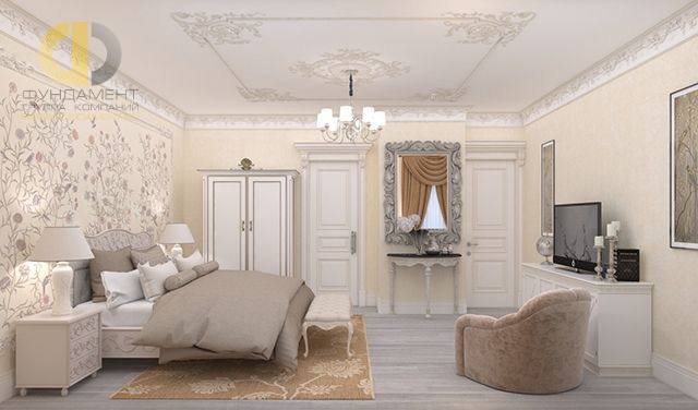 Спальня в стиле дизайна классицизм по адресу МО, г. Химики, ул. Юннатов, к. 4г, 2017 года