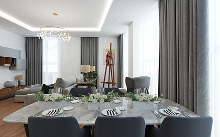 Дизайн интерьера гостиной в трёхкомнатной квартире 125 кв.м в современном стиле12