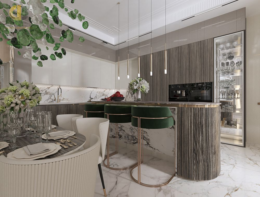 Кухня в стиле дизайна неоклассика по адресу г. Москва, Романов переулок, дом 5, 2021 года