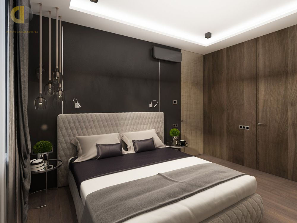 Дизайн спальни в черном цвете - фото