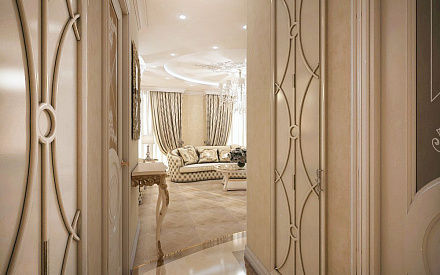 Дизайн интерьера коридора в двухкомнатной квартире 80 кв.м в классическом стиле1