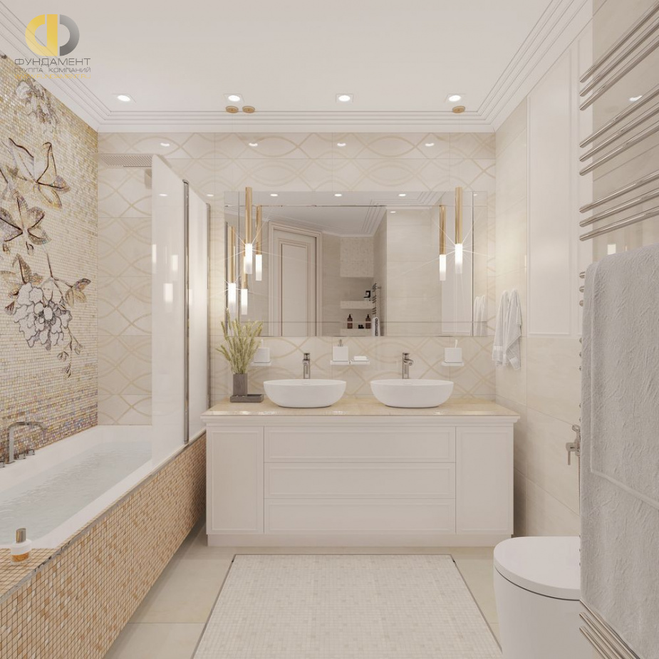 Дизайн интерьера ванной в доме 171 кв.м в стиле современная классика21