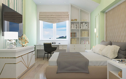 Дизайн интерьера спальни в доме 323 кв.м в классическом стиле44