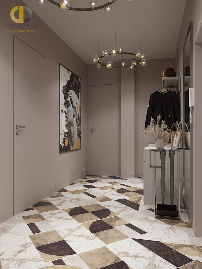 Дизайн интерьера коридора в 3-комнатной квартире 83 кв. м в современном стиле 1