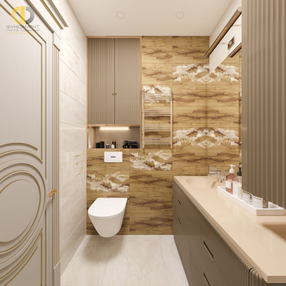 Дизайн интерьера ванной в четырёхкомнатной квартире 89 кв.м в стиле современная классика12