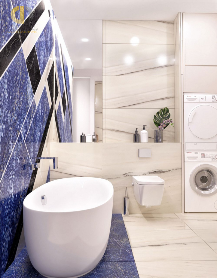 Дизайн интерьера ванной в четырёхкомнатной квартире 131 кв. м в современном стиле 9