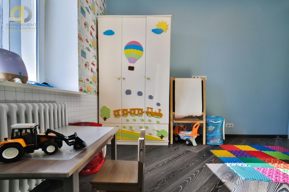 Фото ремонта в детской трехкомнатной квартиры 94 кв.м в новостройке
