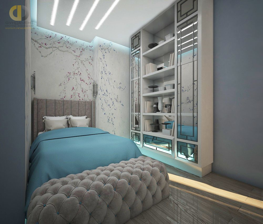 Спальня в стиле дизайна арт-деко (ар-деко) по адресу г. Москва, ул. Минская, д. 2, 2019 года