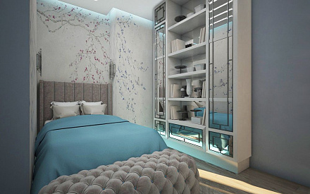 Дизайн интерьера спальни в трёхкомнатной квартире 103 кв.м в стиле хай-тек